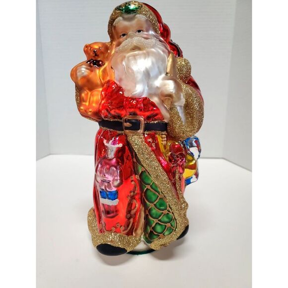 St. Nicholas Square Tabletop Blown Glass Santa Large Beautiful Jewel Tone Kohls - Picture 10 of 16